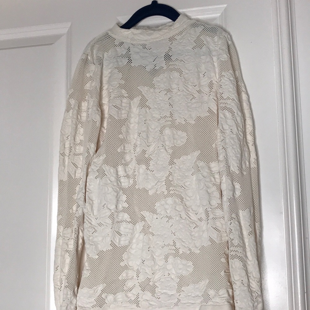 Bebe seamless floral lace mock neck top